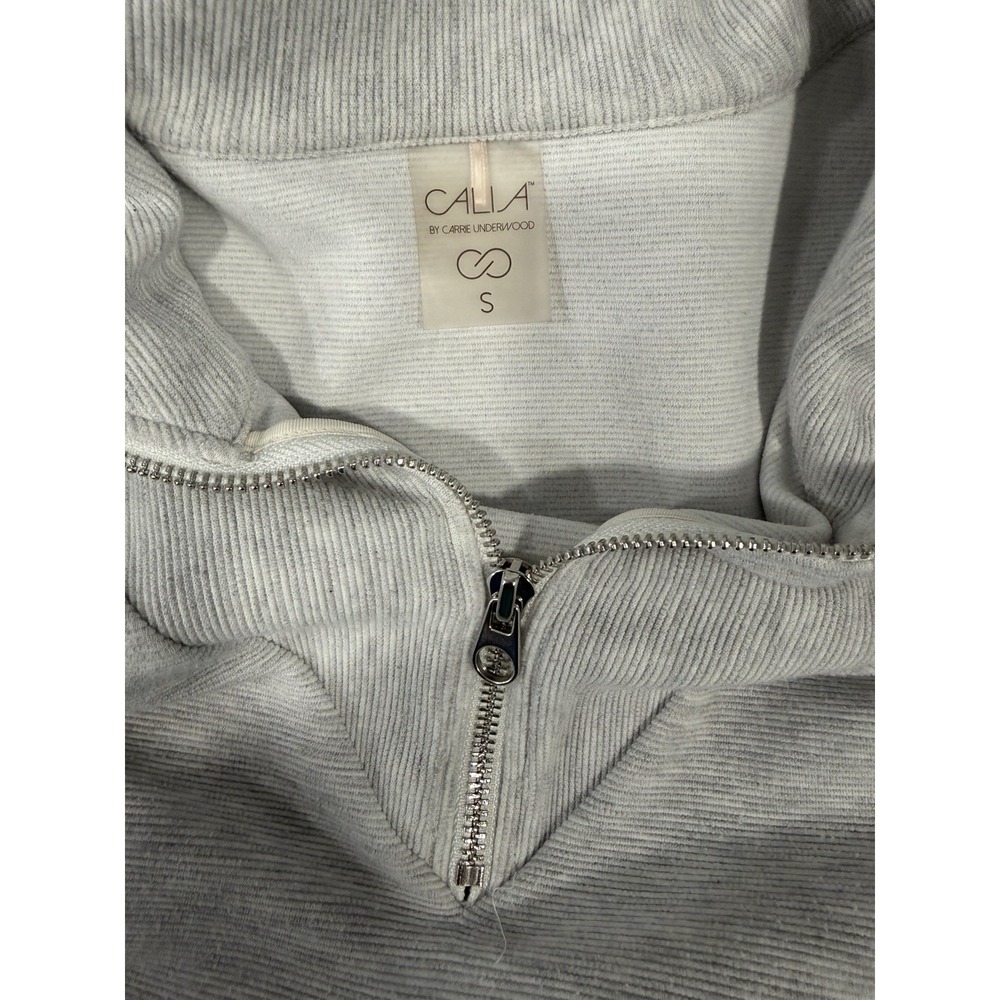 CALIA Ottoman 1/4 Zip Pullover Gray Fold Over Collar Sweatshirt Top S Oversized - Picture 7 of 10